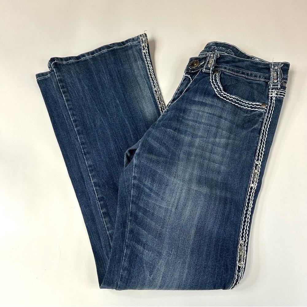 Cowgirl Tuff Women’s Jeans Shazam Bootcut W27/L31 Sequins *Broken Zipper* #0380